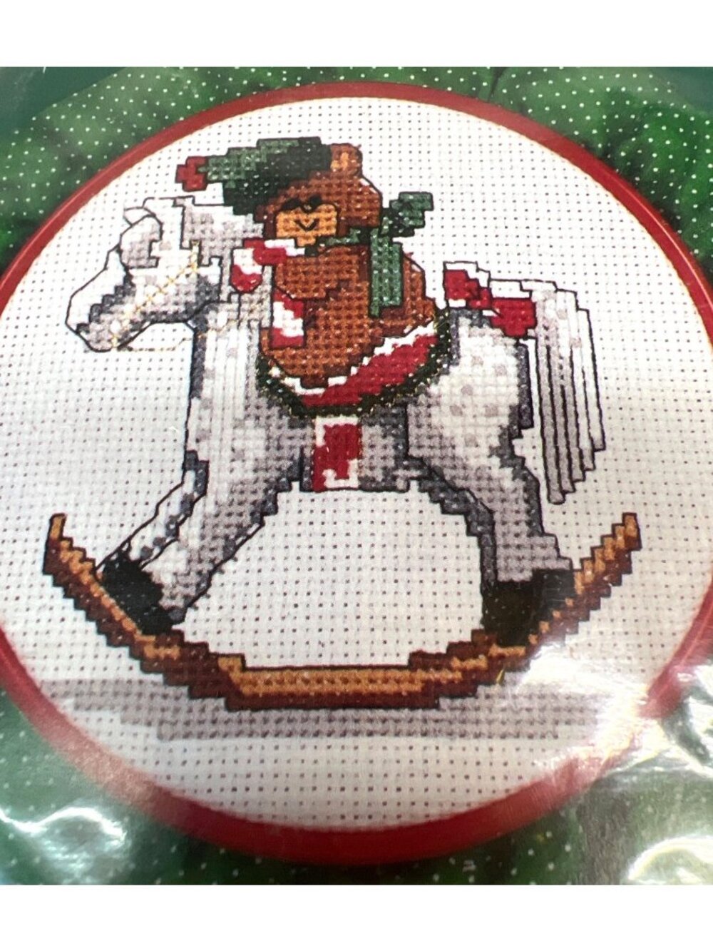 Bear & Hobby Horse Counted Cross-Stitch Kit - 5" Round Hoop  By Bucilla